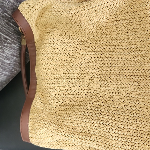 YSL Yves Saint Laurent ROADY Raffia Woven Brown Leather Tote - Picture 8 of 12